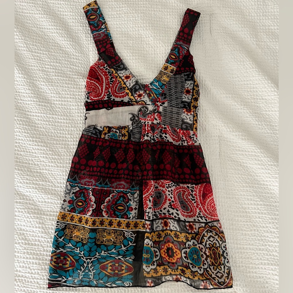Flowy Mulitcolored Vintage Patterned Tank Top